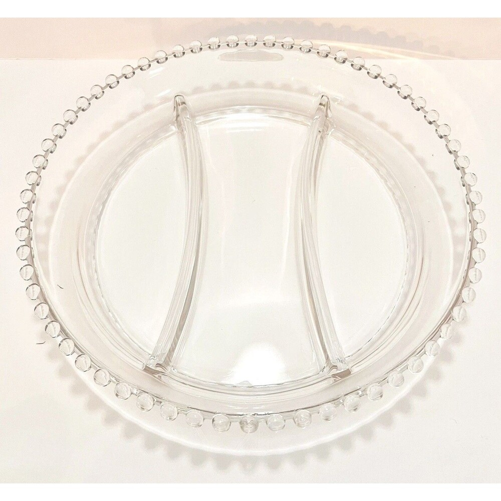 Imperial Glass Candlewick 3 Part Relish Dish 10” Divided Serving Tray